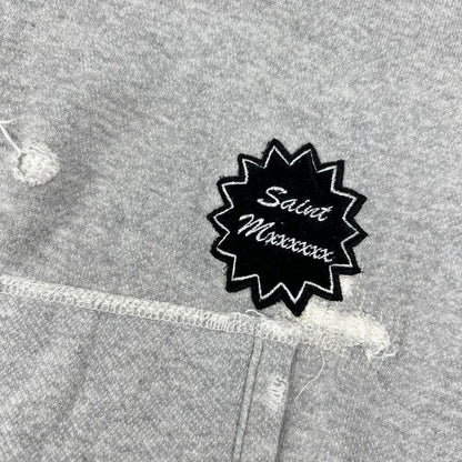 SAINT MICHAEL セントマイケル 24SS HOODIEDOUBLE FACE グレー ダメージ加工 長袖スウェット トップス