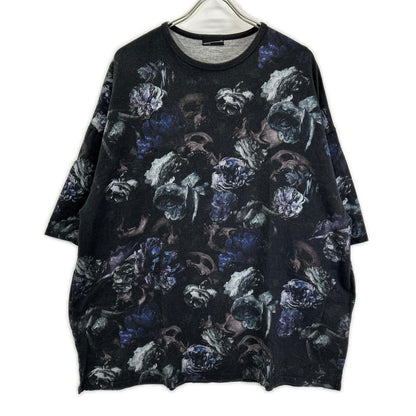 LAD MUSICIAN ラッドミュージシャン 21AW 2220-721 ブラック スカル×花柄 半袖 Tシャツ トップス