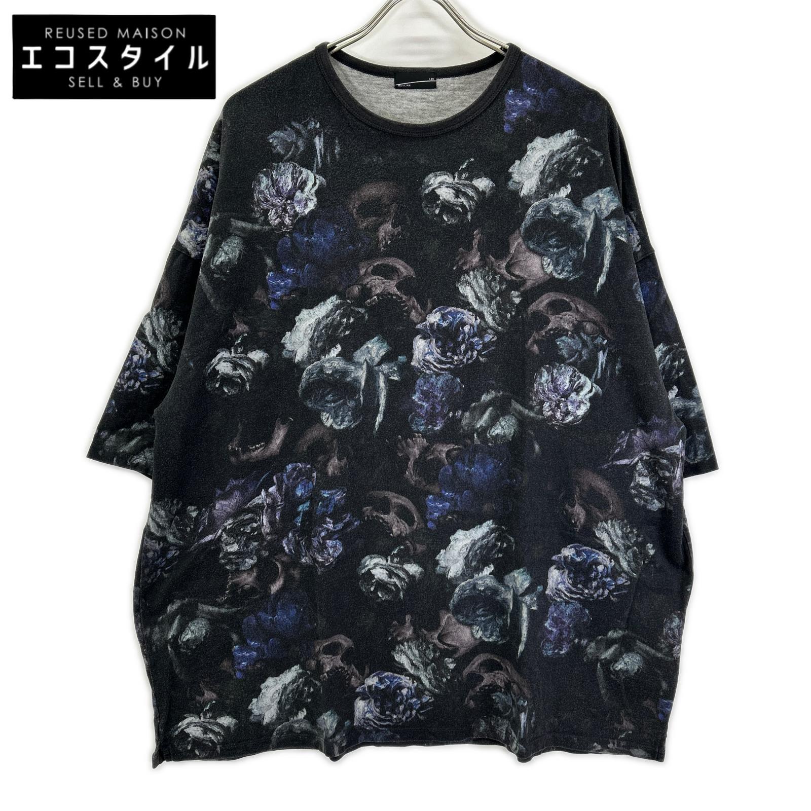 LAD MUSICIAN ラッドミュージシャン 21AW 2220-721 ブラック スカル×花柄 半袖 Tシャツ トップス