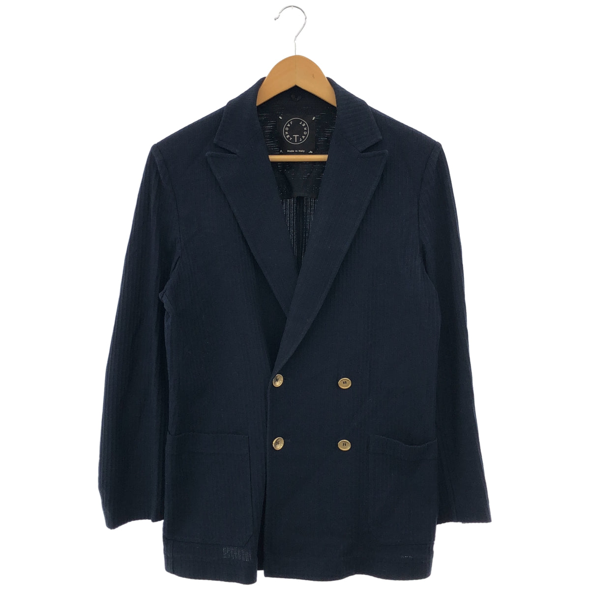 T-JACKET ティージャケット ネイビー コットンストレッチグログラン 4Bダブルジャケット トップス