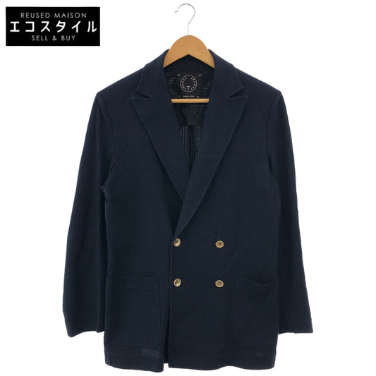 T-JACKET ティージャケット ネイビー コットンストレッチグログラン 4Bダブルジャケット トップス