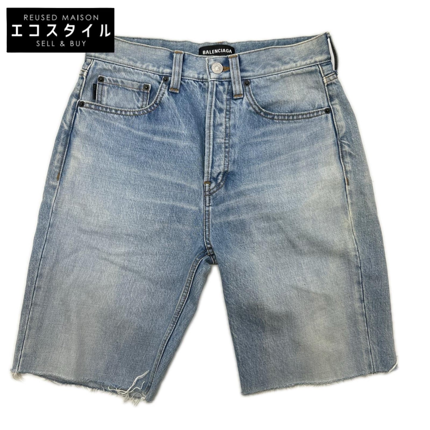 BALENCIAGA バレンシアガ 18年 534522 TYE14 インディゴ デニム ハーフパンツ ボトムス