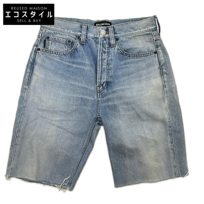 BALENCIAGA バレンシアガ 18年 534522 TYE14 インディゴ デニム ハーフパンツ ボトムス