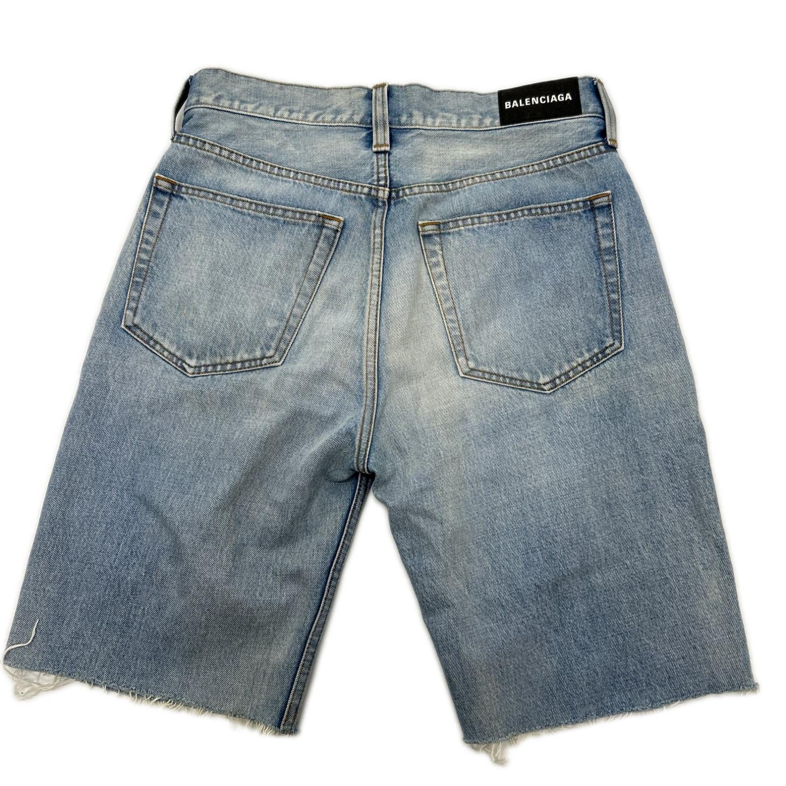 BALENCIAGA バレンシアガ 18年 534522 TYE14 インディゴ デニム ハーフパンツ ボトムス