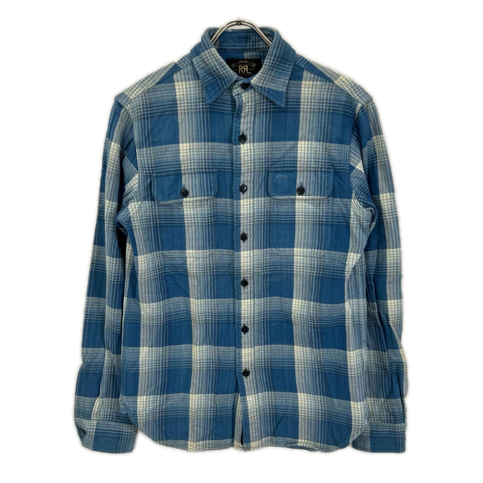 RRL ダブルアールエル ブルー コットン ダブルポケット チェック シャツ トップス