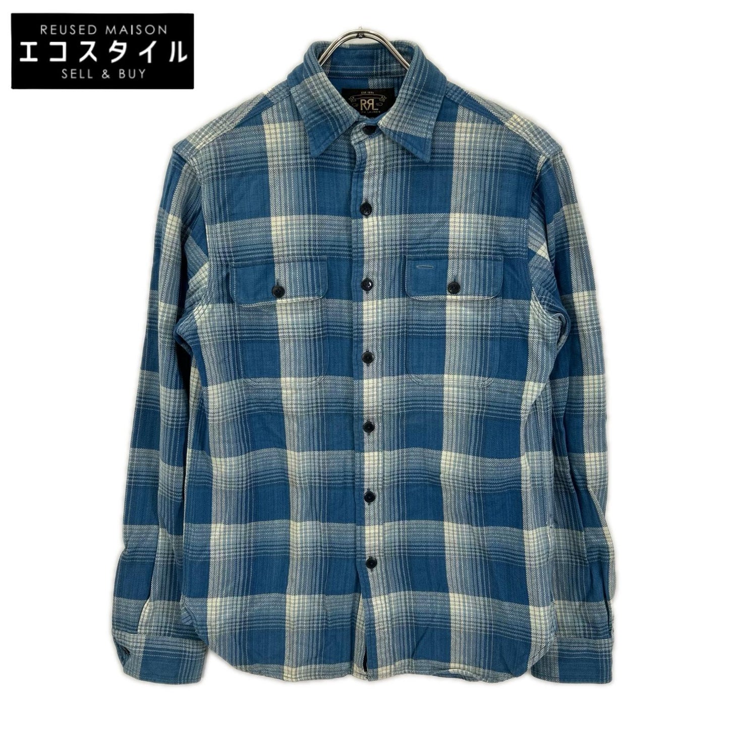 RRL ダブルアールエル ブルー コットン ダブルポケット チェック シャツ トップス