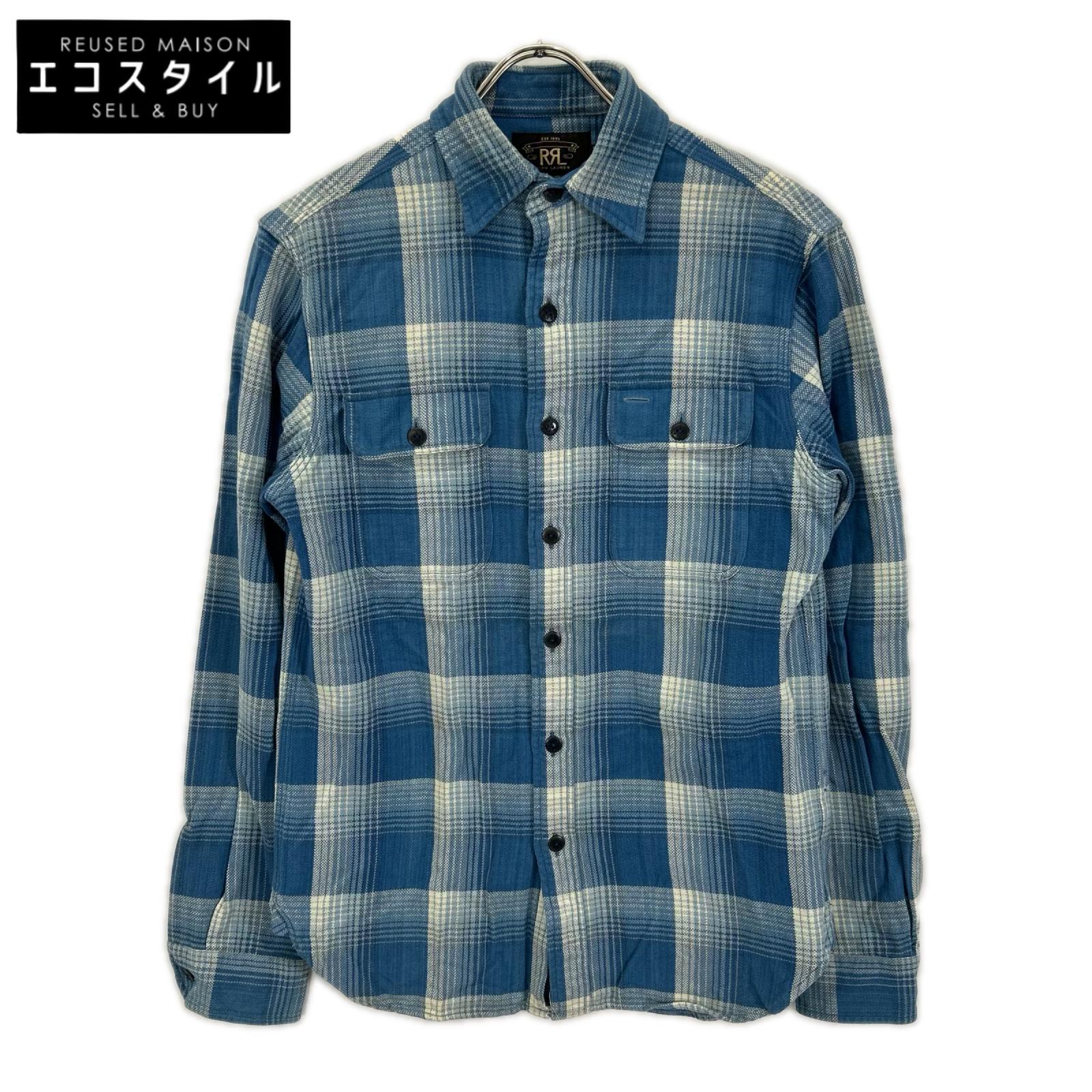 RRL ダブルアールエル ブルー コットン ダブルポケット チェック シャツ トップス