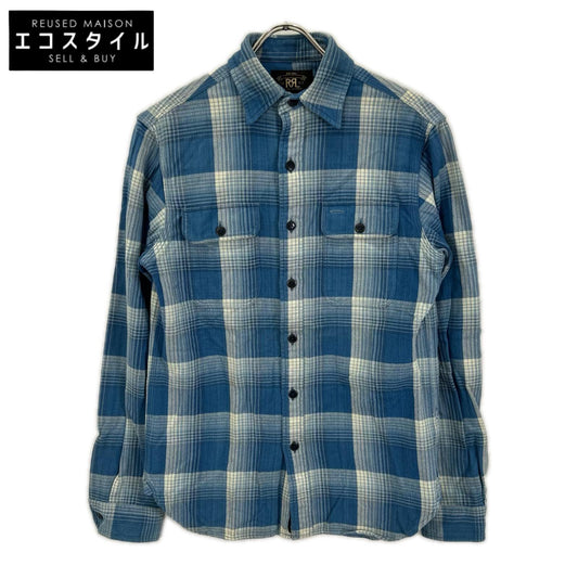 RRL ダブルアールエル ブルー コットン ダブルポケット チェック シャツ トップス