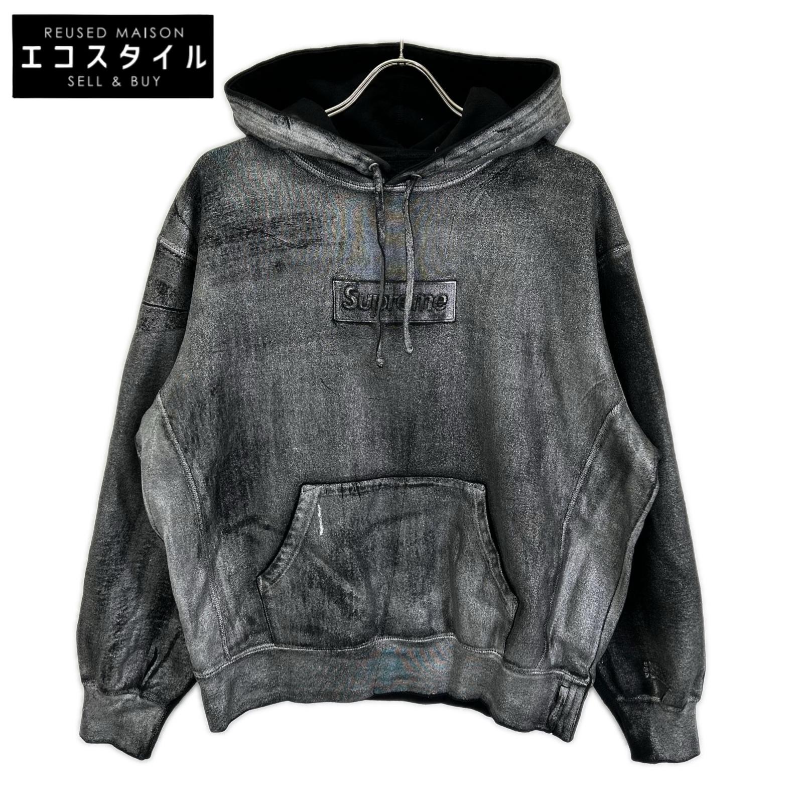 Supreme シュプリーム ×メゾンマルジェラ 24SS ブラック フォイル ボックス ロゴ フーデッドパーカー トップス