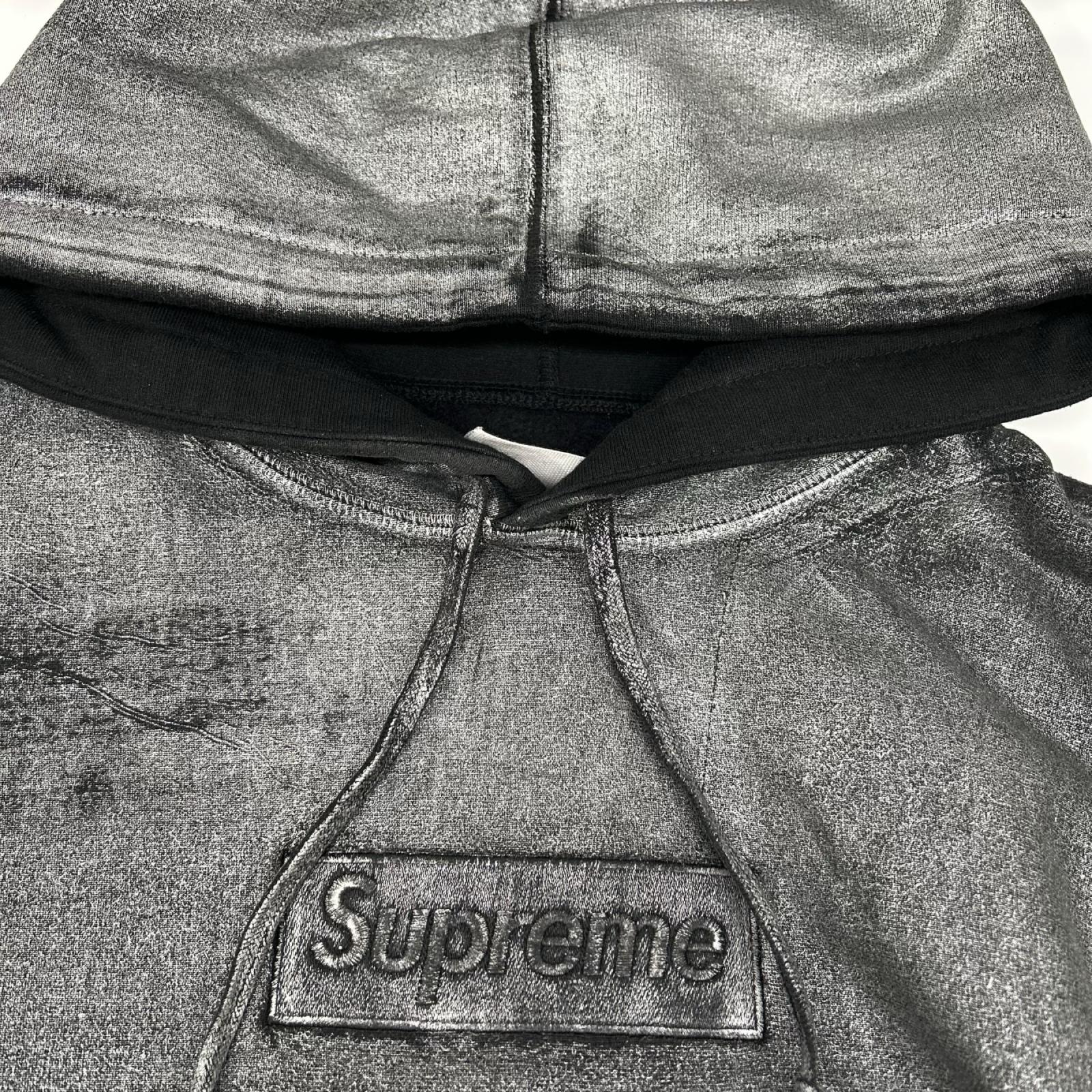 Supreme シュプリーム ×メゾンマルジェラ 24SS ブラック フォイル ボックス ロゴ フーデッドパーカー トップス