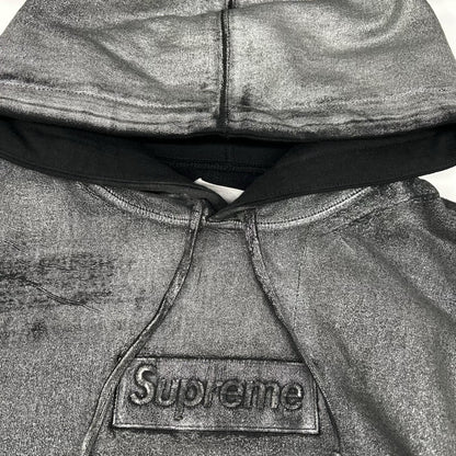 Supreme シュプリーム ×メゾンマルジェラ 24SS ブラック フォイル ボックス ロゴ フーデッドパーカー トップス