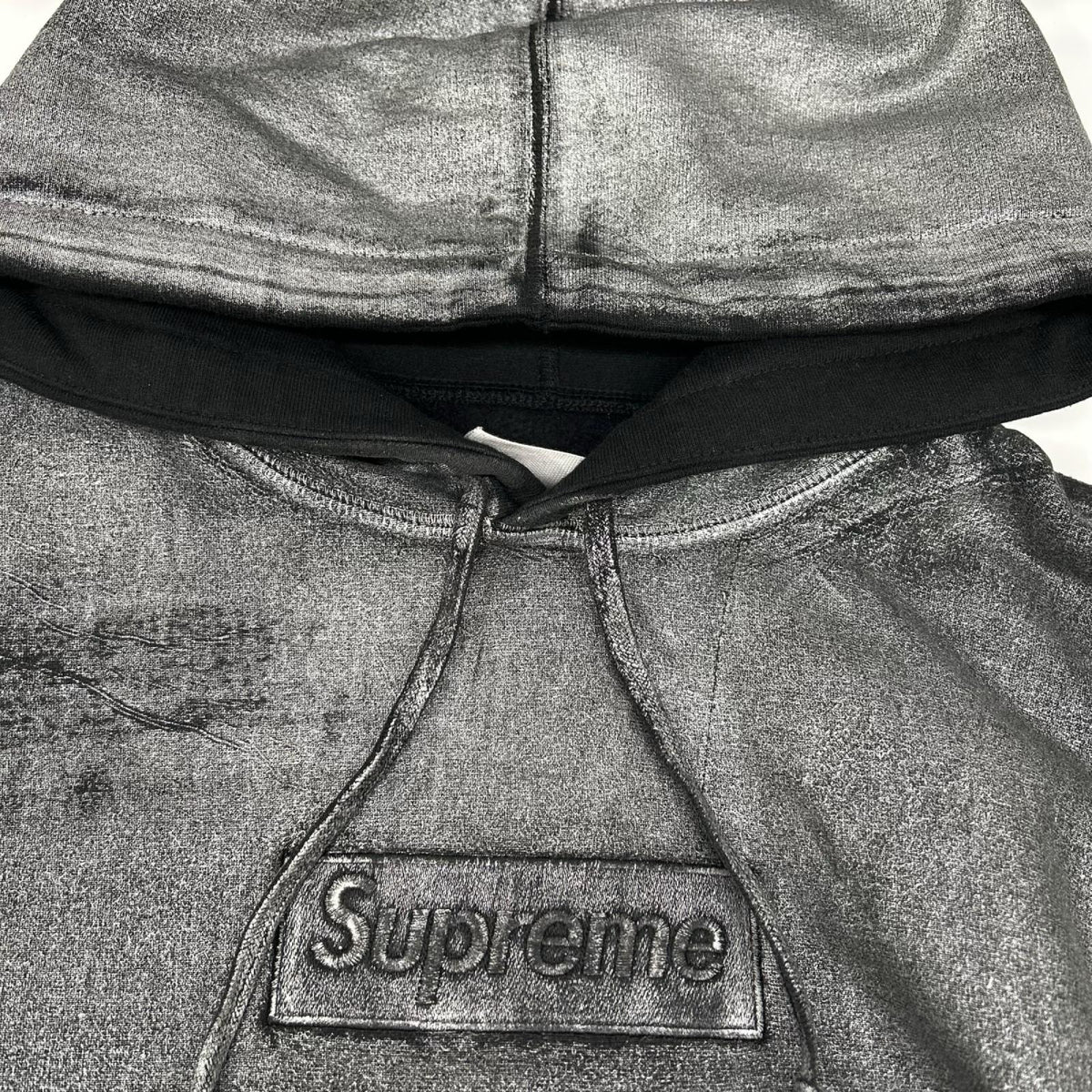 Supreme シュプリーム ×メゾンマルジェラ 24SS ブラック フォイル ボックス ロゴ フーデッドパーカー トップス