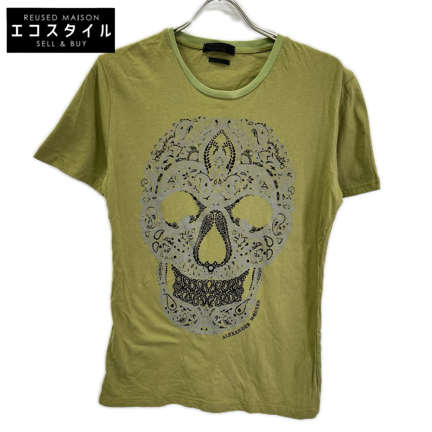 ALEXANDER McQUEEN アレキサンダーマックイーン グリーン ペイズリー スカル 半袖Tシャツ トップス