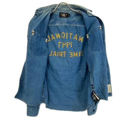 RRL ダブルアールエル ブルー ヘリンボーン ツイル刺繍 ワークシャツ トップス