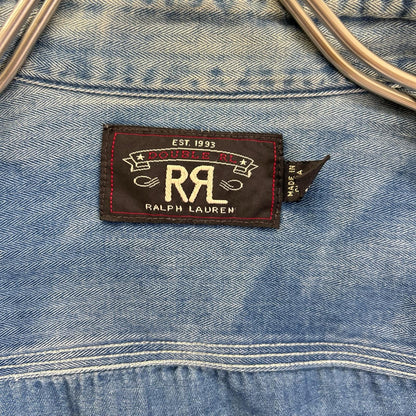 RRL ダブルアールエル ブルー ヘリンボーン ツイル刺繍 ワークシャツ トップス