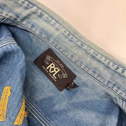 RRL ダブルアールエル ブルー ヘリンボーン ツイル刺繍 ワークシャツ トップス