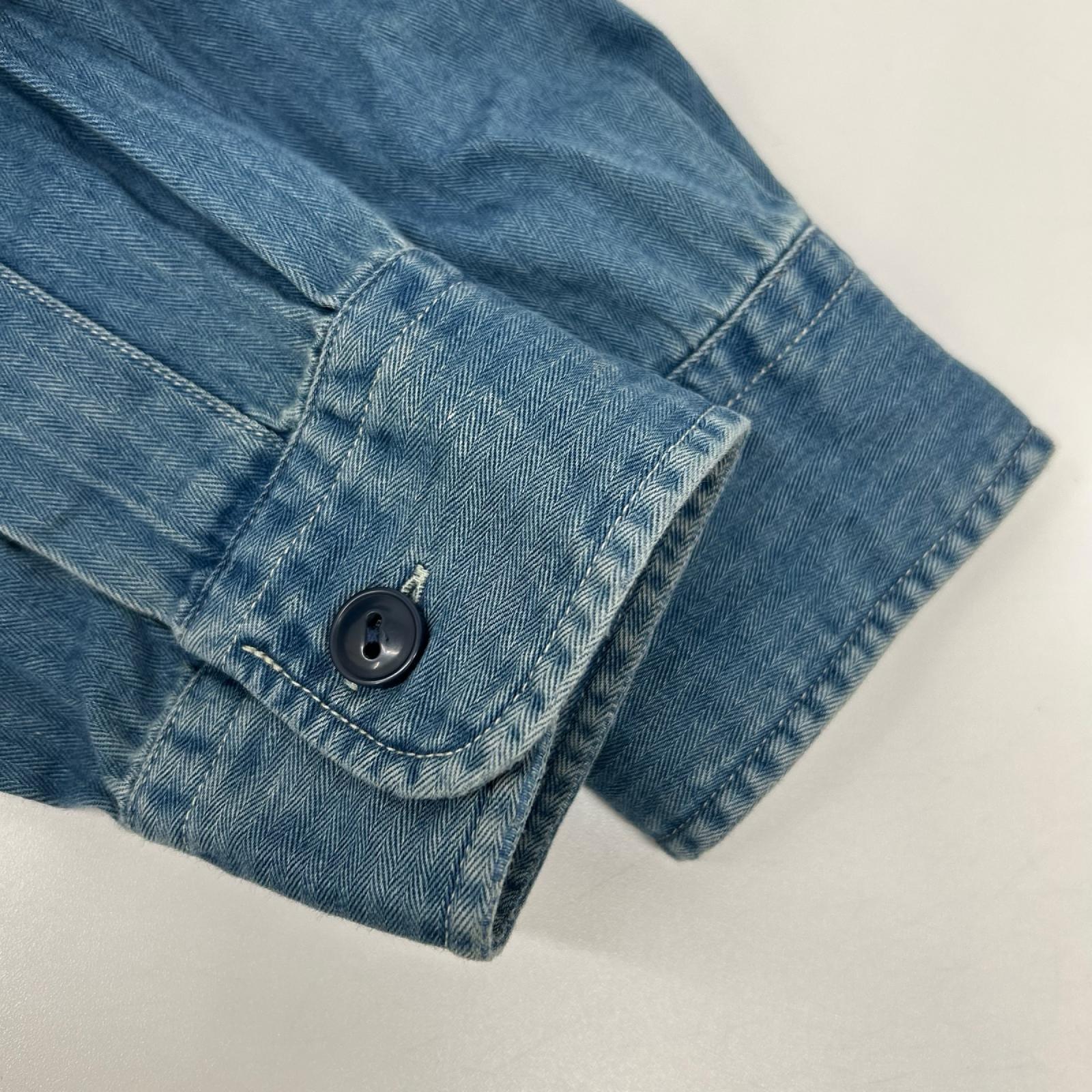 RRL ダブルアールエル ブルー ヘリンボーン ツイル刺繍 ワークシャツ トップス
