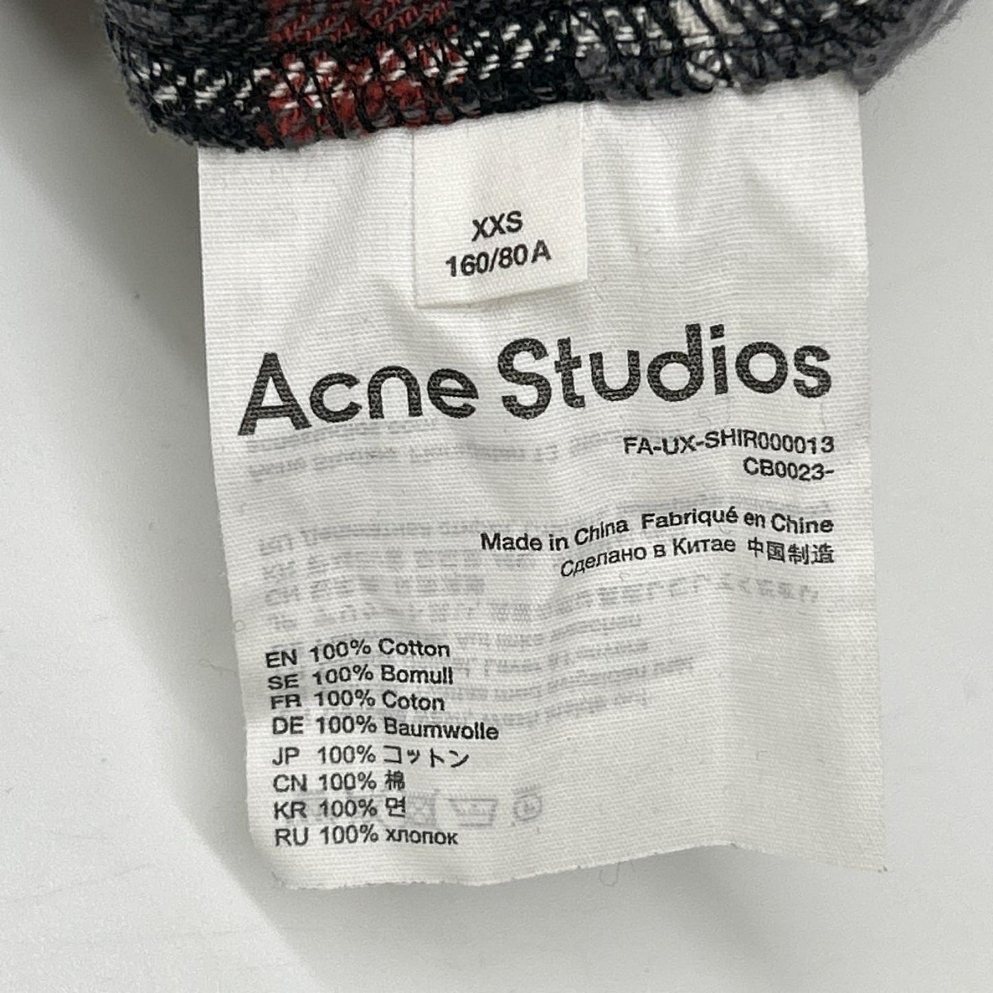 ACNE STUDIOS アクネ ストゥディオズ グレー×レッド チェック ネルシャツ トップス