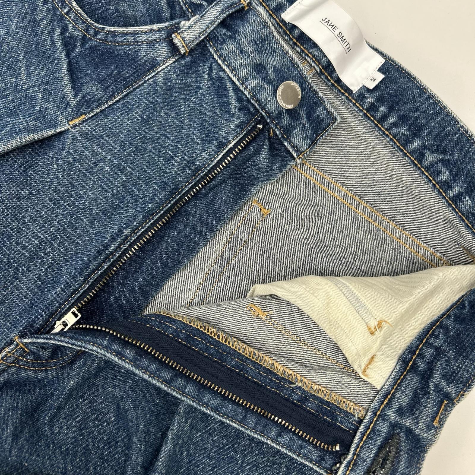 JANE SMITH ジェーンスミス ブルー デニムインタックコンフォートテーパードパン ボトムス