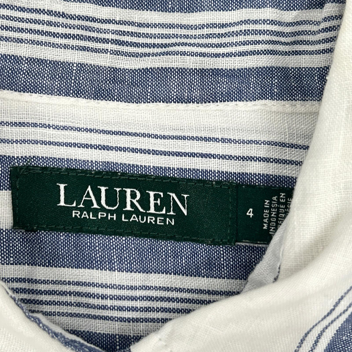 LAUREN RALPH LAUREN ローレン ラルフローレン ホワイト×ブルー ストライプ 半袖シャツワンピース ワンピース
