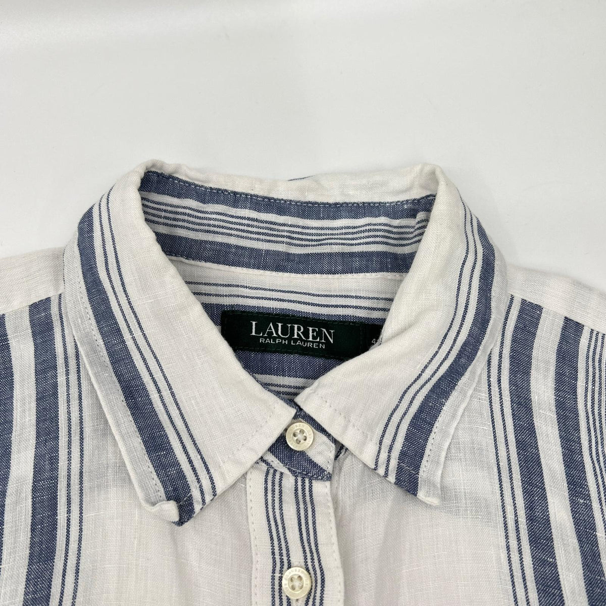 LAUREN RALPH LAUREN ローレン ラルフローレン ホワイト×ブルー ストライプ 半袖シャツワンピース ワンピース