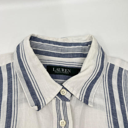 LAUREN RALPH LAUREN ローレン ラルフローレン ホワイト×ブルー ストライプ 半袖シャツワンピース ワンピース