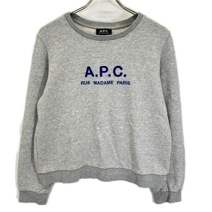 A.P.C. アーペーセー グレー フロントロゴ クルーネック トレーナー トップス