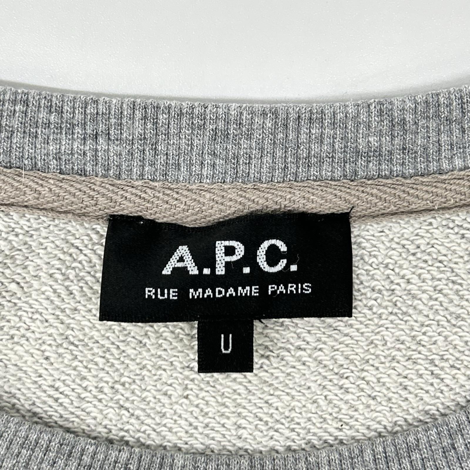 A.P.C. アーペーセー グレー フロントロゴ クルーネック トレーナー トップス