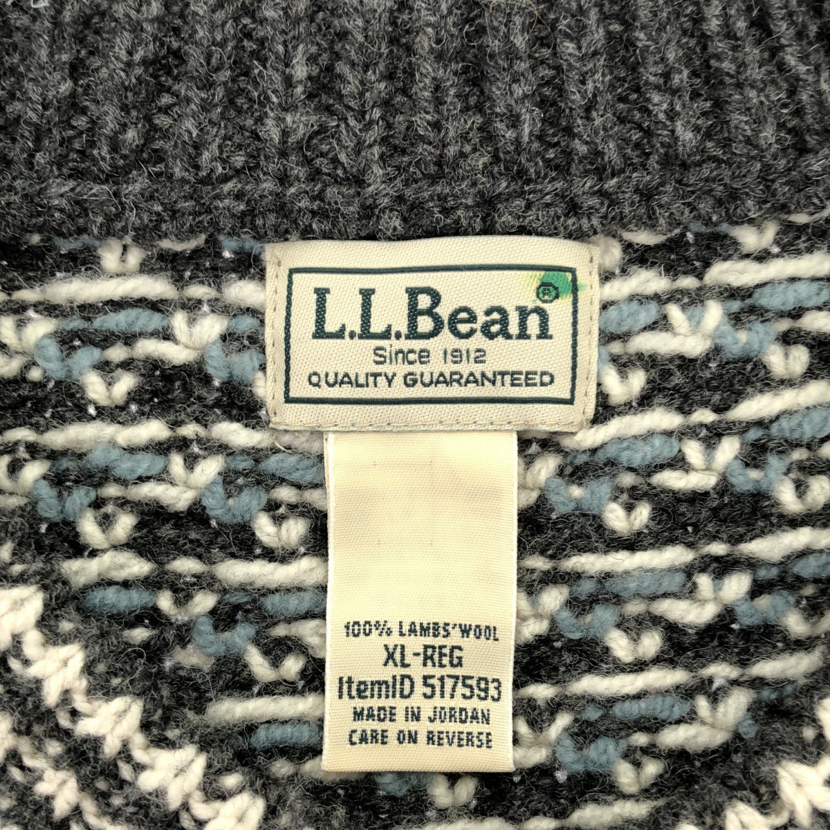 L.L.Bean エルエルビーン 517593 グレー ビーンズ クラシック ラグウール バーズアイ セーター トップス