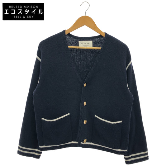 MACPHEE マカフィー 12-02-42-02205 ネイビー ハーフミラノ Vネックカーディガン トップス