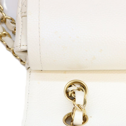 CHANEL シャネル 9番 A01112 白 キャビア G金具 マトラッセ25 クラシックフラップ ショルダーバッグ ショルダーバッグ