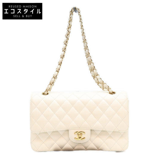 CHANEL シャネル 9番 A01112 白 キャビア G金具 マトラッセ25 クラシックフラップ ショルダーバッグ ショルダーバッグ