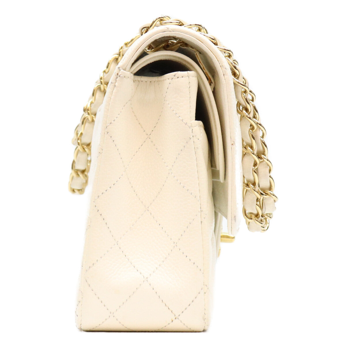 CHANEL シャネル 9番 A01112 白 キャビア G金具 マトラッセ25 クラシックフラップ ショルダーバッグ ショルダーバッグ