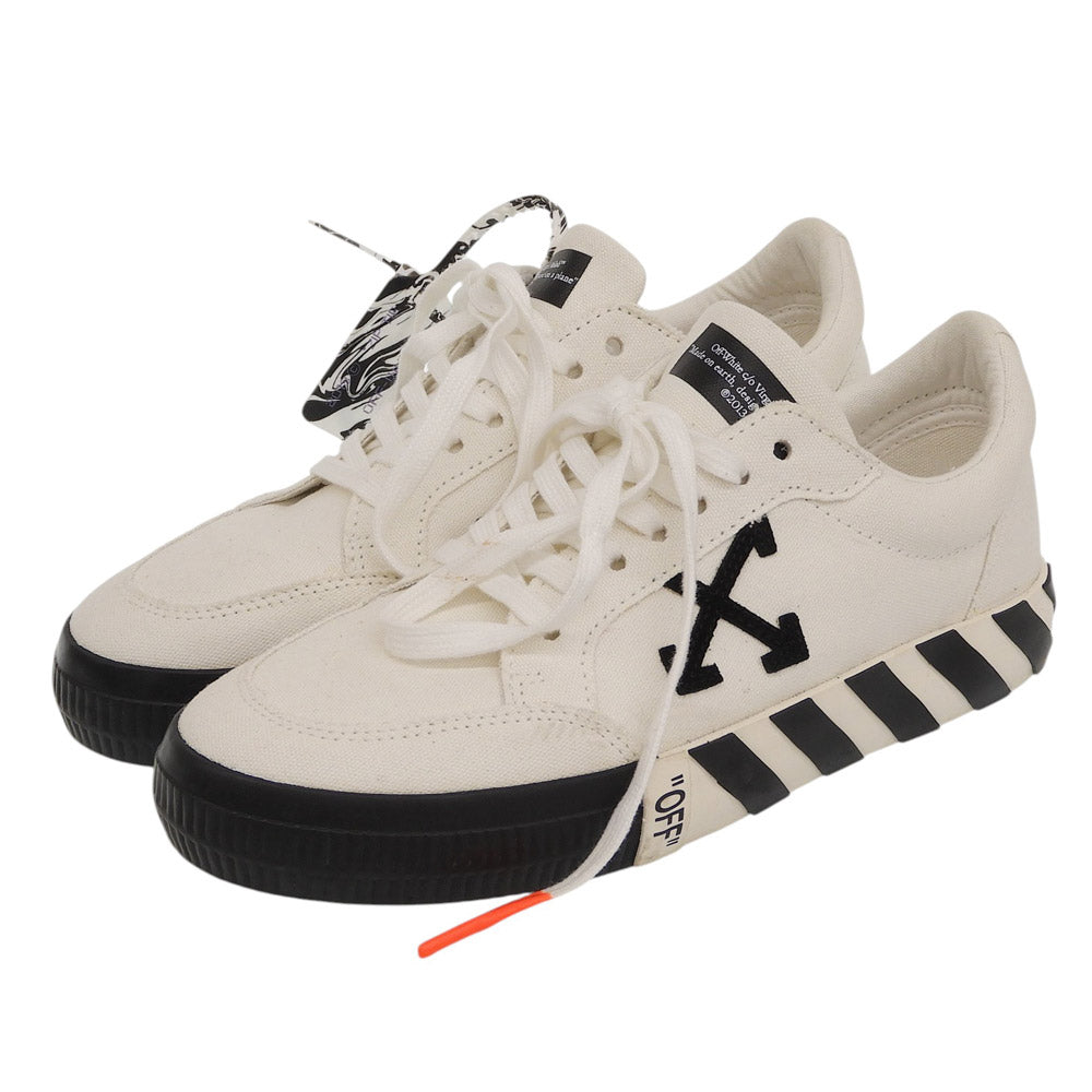 OFF-WHITE オフホワイト バルカナイズド マーブル柄 ジップタイ ローカットスニーカー キャンバス シューズ メンズ ホワイト 40 シューズ