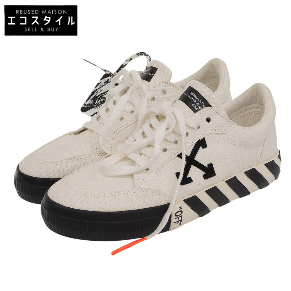 OFF-WHITE オフホワイト バルカナイズド マーブル柄 ジップタイ ローカットスニーカー キャンバス シューズ メンズ ホワイト 40 シューズ