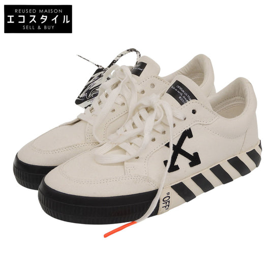OFF-WHITE オフホワイト バルカナイズド マーブル柄 ジップタイ ローカットスニーカー キャンバス シューズ メンズ ホワイト 40 シューズ
