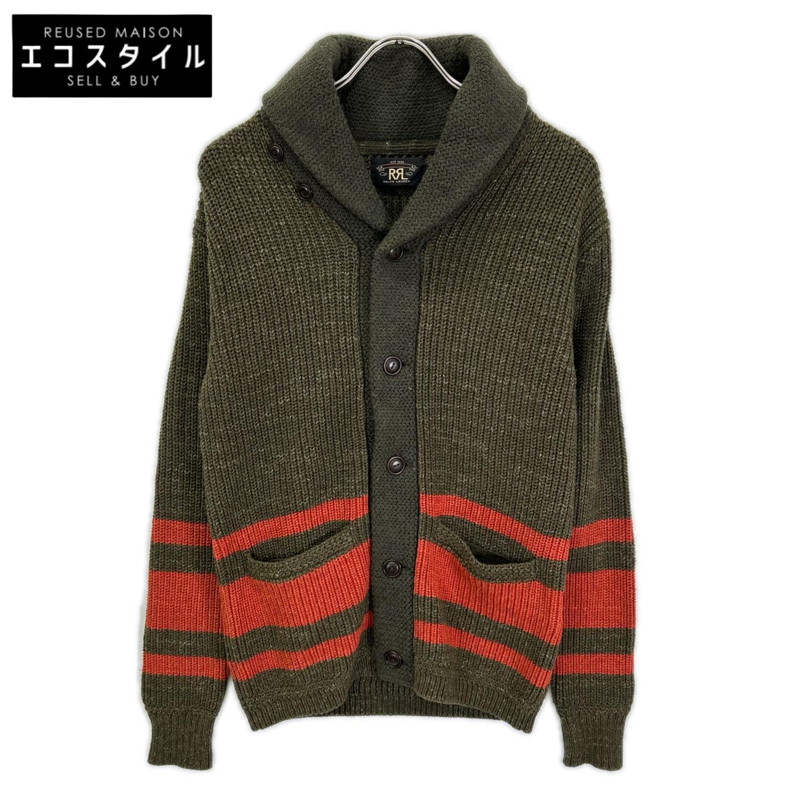 RRL ダブルアールエル カーキ×オレンジ ショールカラー ボタン カーディガン トップス