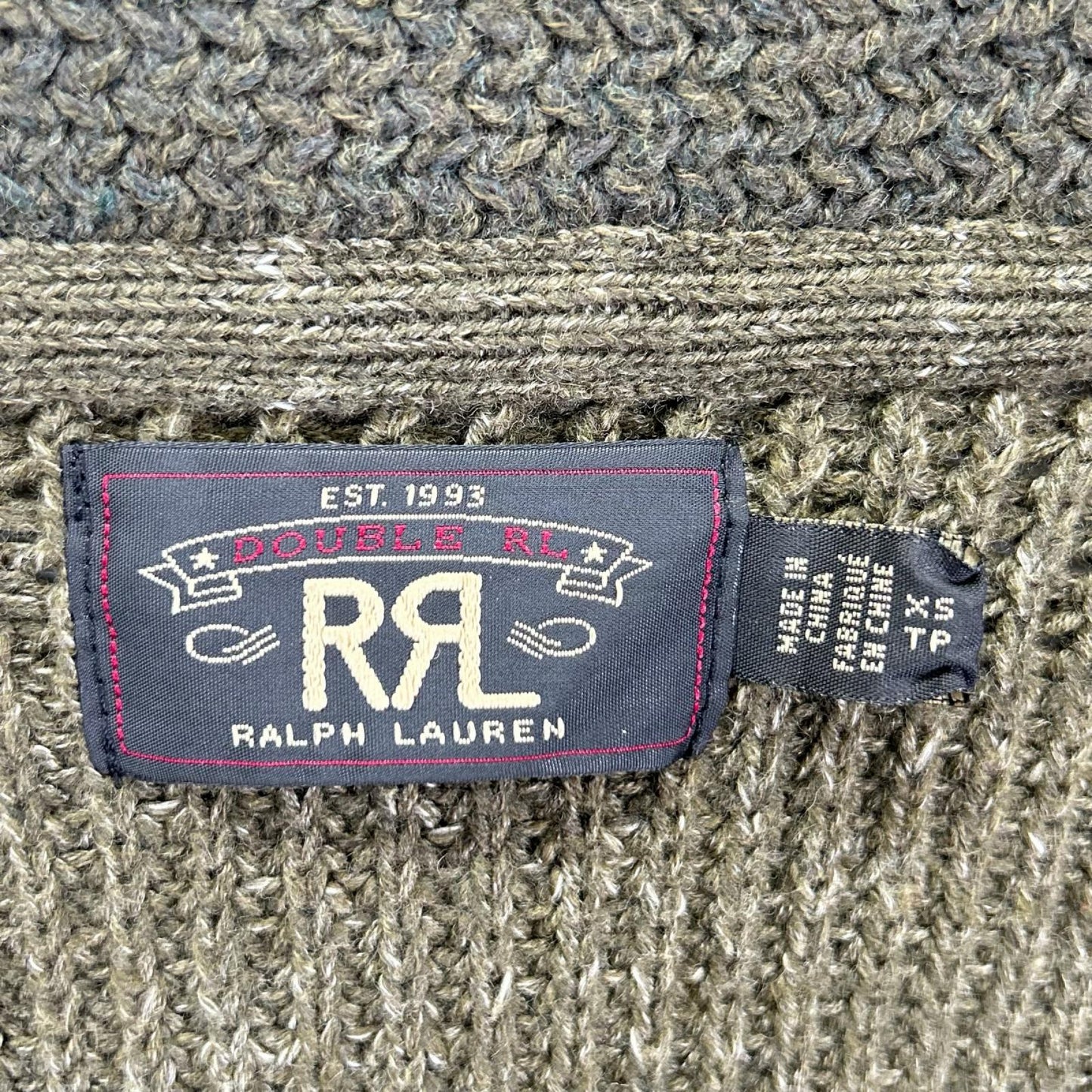 RRL ダブルアールエル カーキ×オレンジ ショールカラー ボタン カーディガン トップス