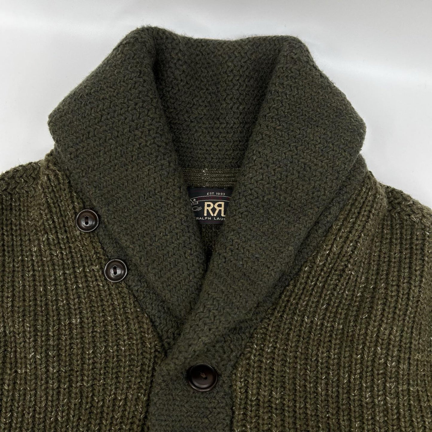 RRL ダブルアールエル カーキ×オレンジ ショールカラー ボタン カーディガン トップス