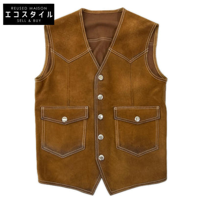 DSQUARED2 ディースクエアード ブラウン スエードレザー シルバースナップボタン ジレベスト ベスト