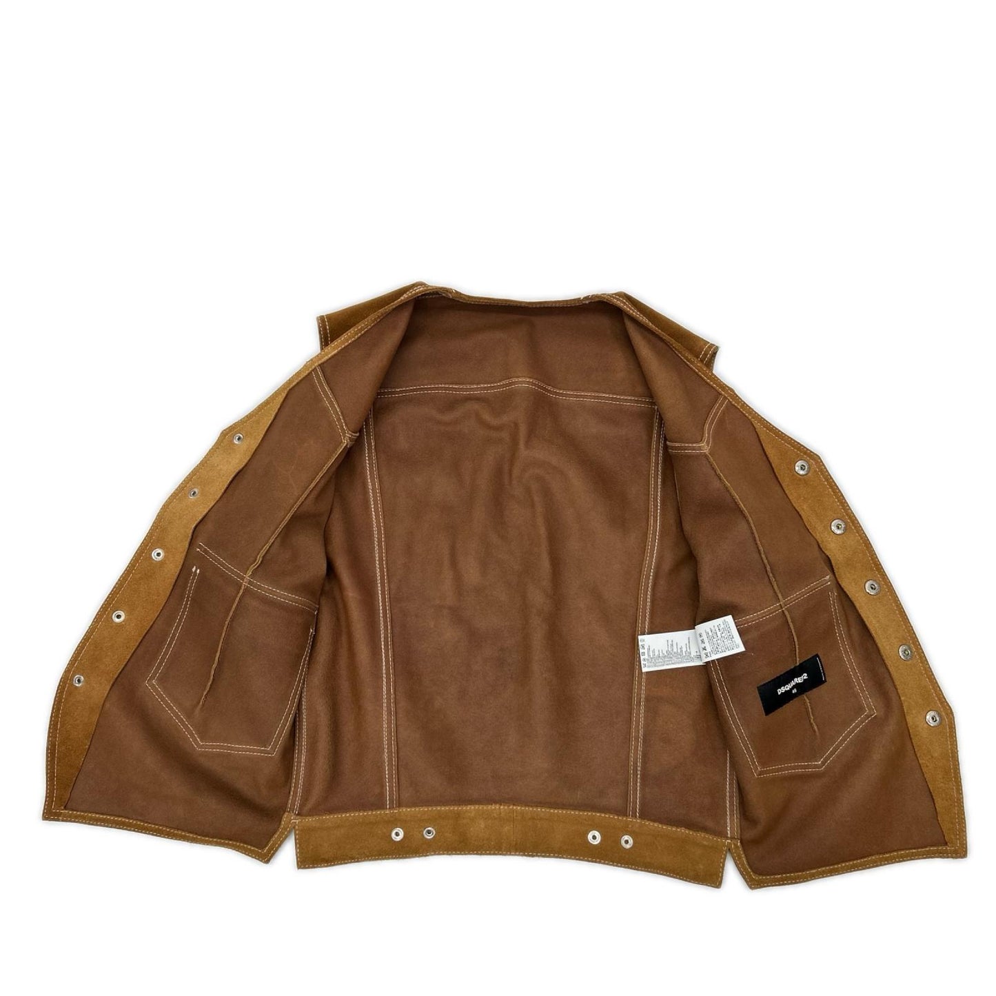 DSQUARED2 ディースクエアード ブラウン スエードレザー シルバースナップボタン ジレベスト ベスト