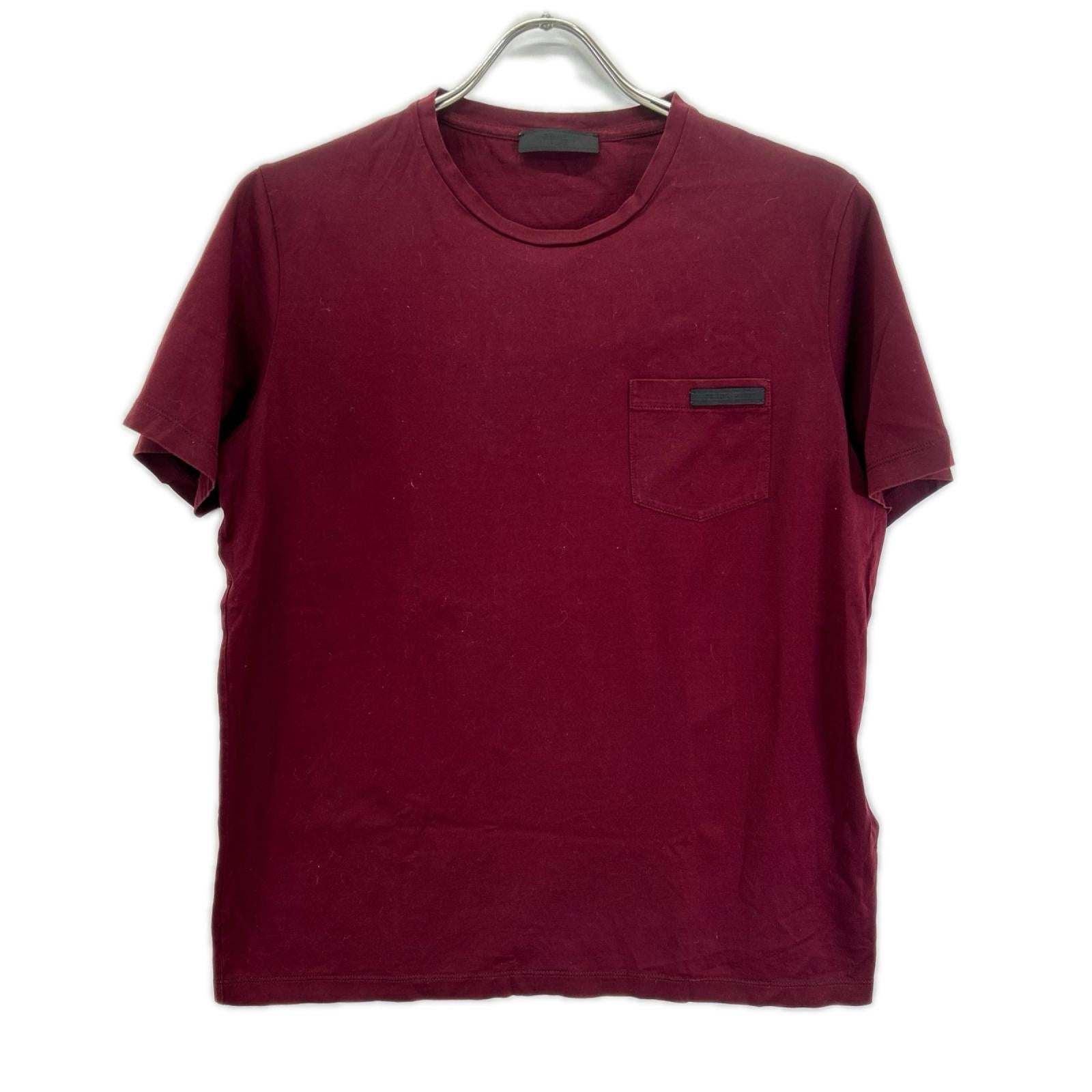 PRADA プラダ UJN006 ボルドー クルーネック半袖Tシャツ トップス