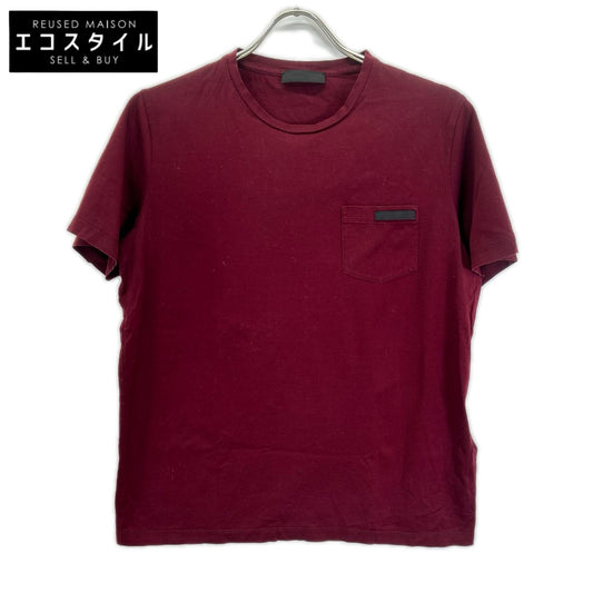 PRADA プラダ UJN006 ボルドー クルーネック半袖Tシャツ トップス