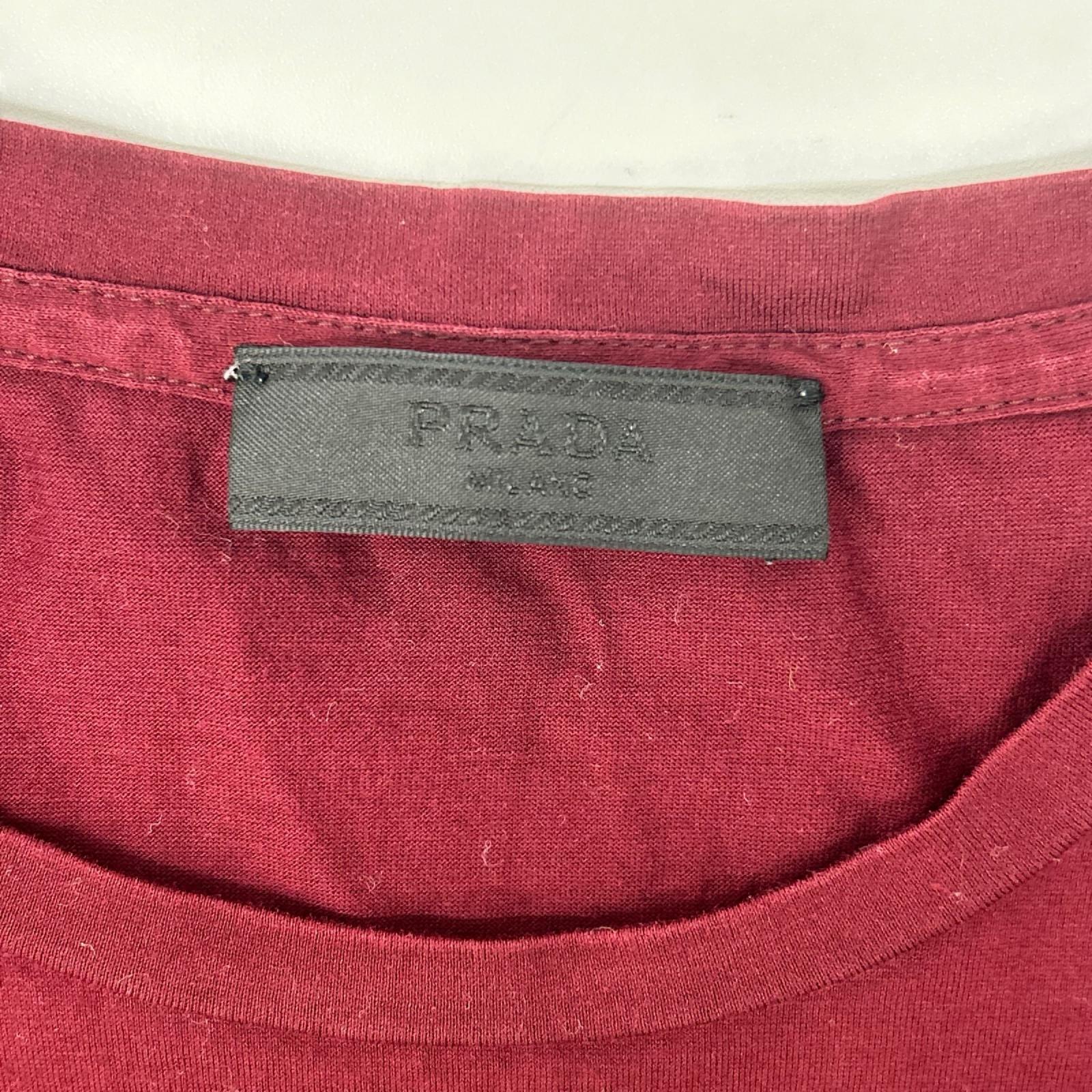 PRADA プラダ UJN006 ボルドー クルーネック半袖Tシャツ トップス