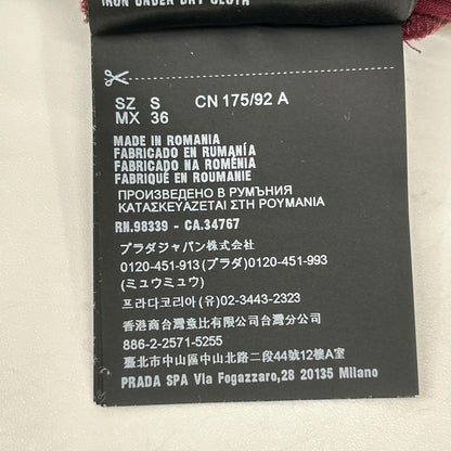 PRADA プラダ UJN006 ボルドー クルーネック半袖Tシャツ トップス