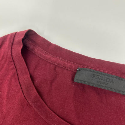 PRADA プラダ UJN006 ボルドー クルーネック半袖Tシャツ トップス