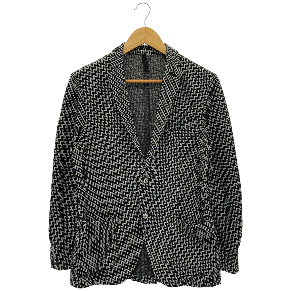 monsieur NICOLE ムッシュニコル PONTETORTO製 ブラック×ホワイト ジオメトリック柄ジャージージャケット トップス