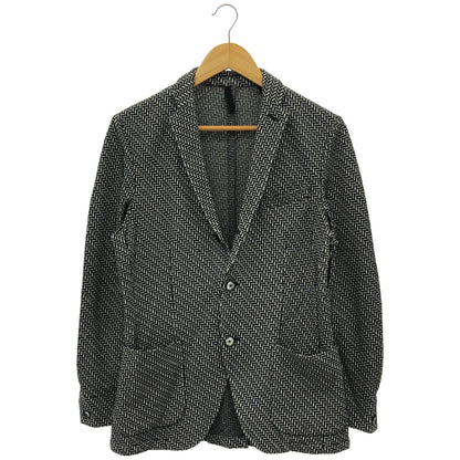 monsieur NICOLE ムッシュニコル PONTETORTO製 ブラック×ホワイト ジオメトリック柄ジャージージャケット トップス