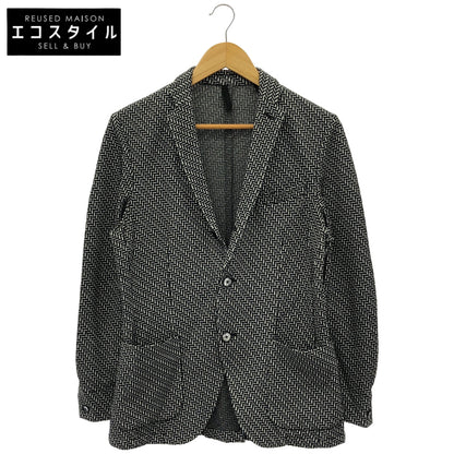 monsieur NICOLE ムッシュニコル PONTETORTO製 ブラック×ホワイト ジオメトリック柄ジャージージャケット トップス