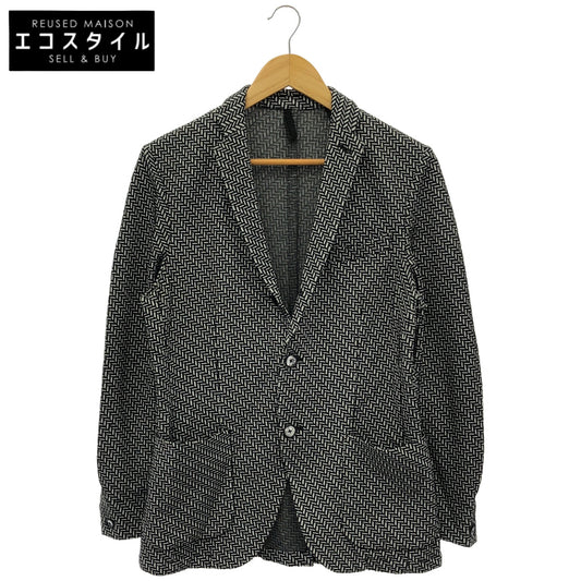 monsieur NICOLE ムッシュニコル PONTETORTO製 ブラック×ホワイト ジオメトリック柄ジャージージャケット トップス
